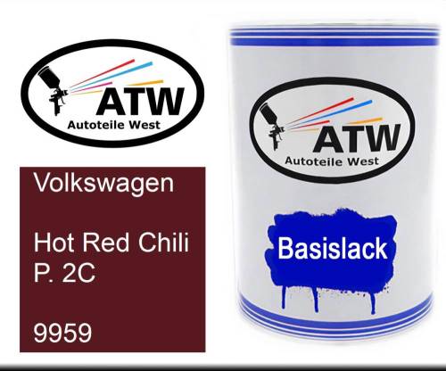 Volkswagen, Hot Red Chili P. 2C, 9959: 500ml Lackdose, von ATW Autoteile West.